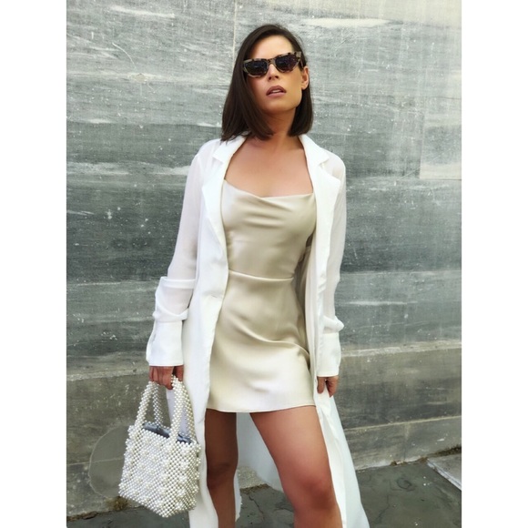 Last 1✨Sansa Nude Satin Cowl Neck Dress - Picture 3 of 8